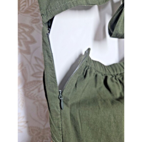 NEW LUCKY BRAND LINEN BLEND BROWN WIDE LEG TIE BACK CAPRI CROPPED JUMPSUIT XS - Picture 14 of 14